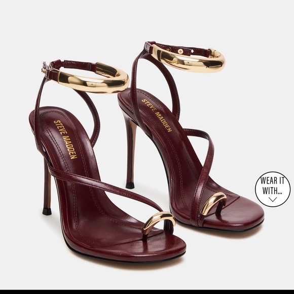 NWT Steve Madden TIA WINE size 8.5 Dark Red Strappy Heels - Picture 2 of 7
